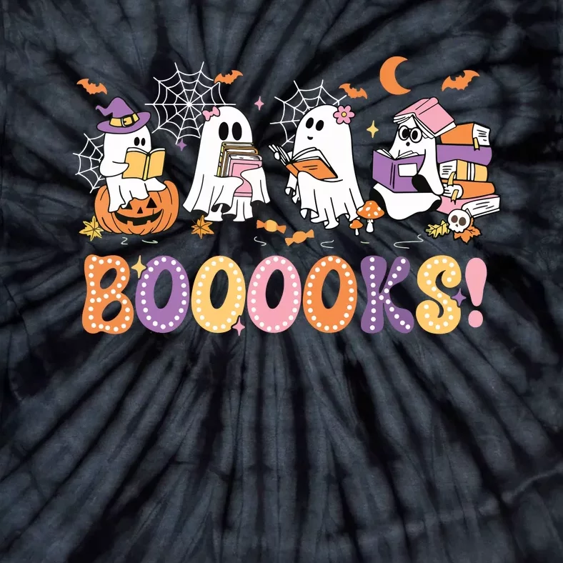 Funny Ghost Book Reading Halloween Booooks Lover Teacher Tie-Dye T-Shirt