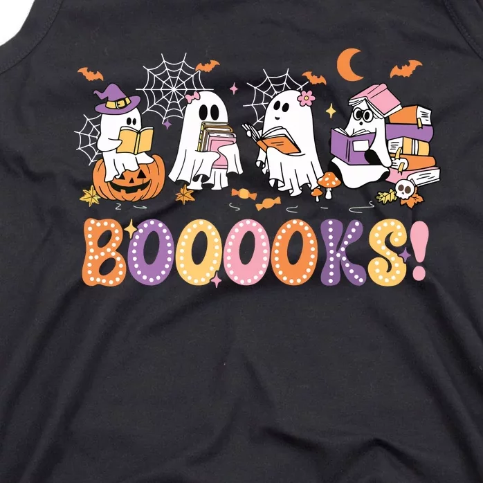 Funny Ghost Book Reading Halloween Booooks Lover Teacher Tank Top