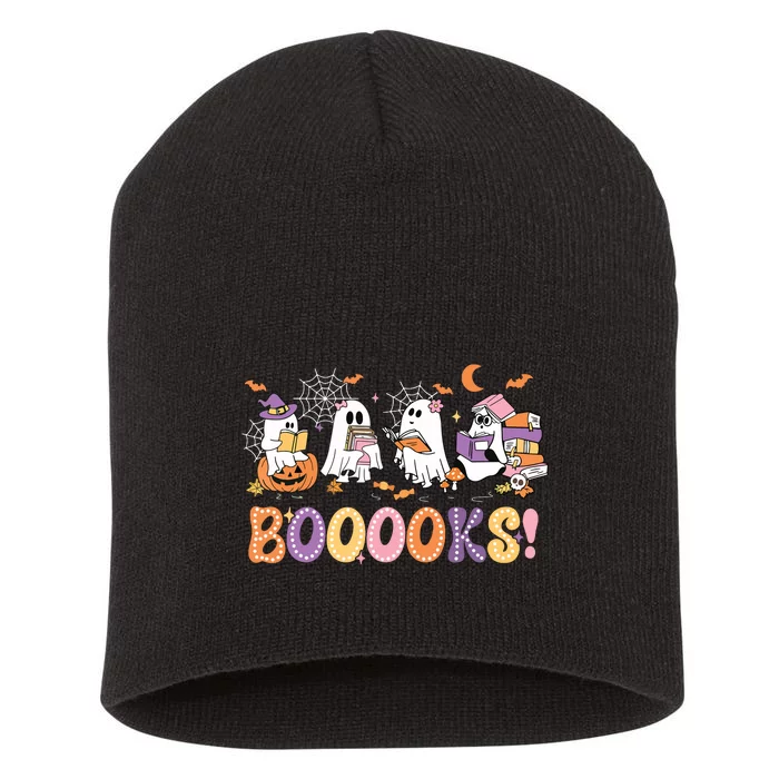 Funny Ghost Book Reading Halloween Booooks Lover Teacher Short Acrylic Beanie