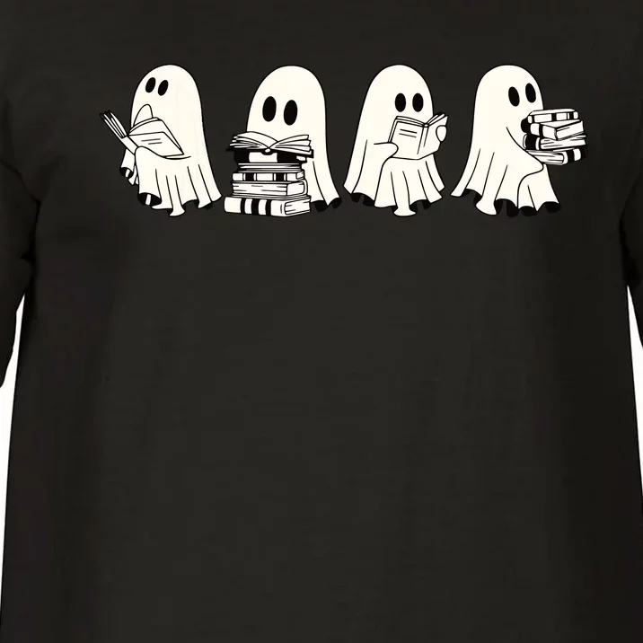 Funny Ghost Book Reading Halloween Books Lover Teacher Comfort Colors T-Shirt