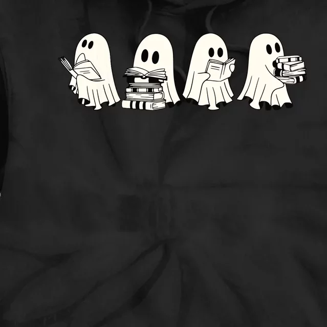 Funny Ghost Book Reading Halloween Books Lover Teacher Tie Dye Hoodie