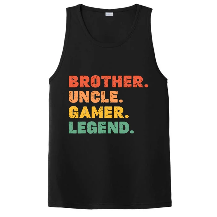 Funny Gamer Brother Uncle Gaming Legend Vintage Video Game Performance Tank