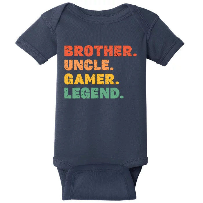 Funny Gamer Brother Uncle Gaming Legend Vintage Video Game Baby Bodysuit