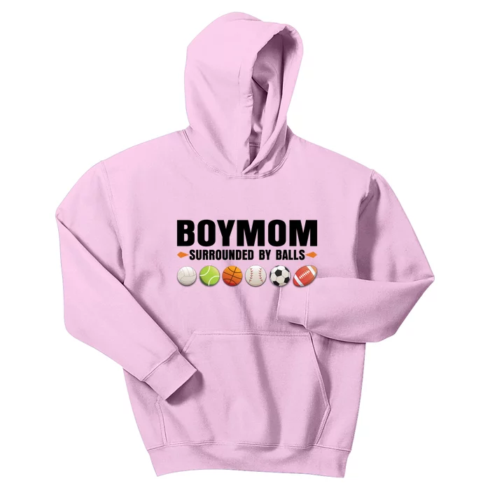 Funny Gift Boy Mom Surrounded By Balls Kids Hoodie