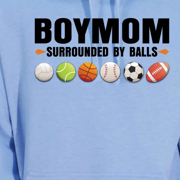 Funny Gift Boy Mom Surrounded By Balls Unisex Surf Hoodie