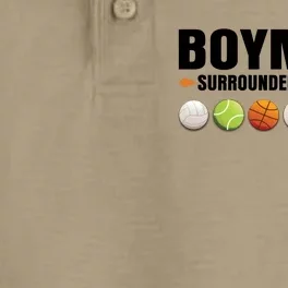 Funny Gift Boy Mom Surrounded By Balls Dry Zone Grid Performance Polo