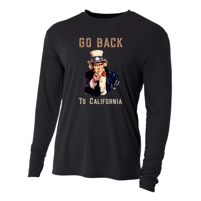 Funny Go Back To California Conservative Cooling Performance Long Sleeve Crew