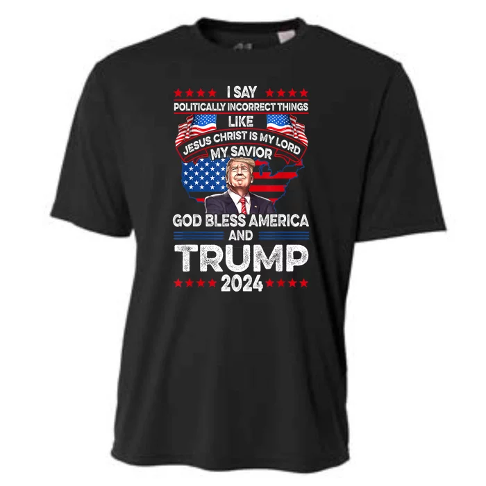 Funny God Bless America Jesus Christ Is My Lord Trump 2024 Gift Cooling Performance Crew T-Shirt