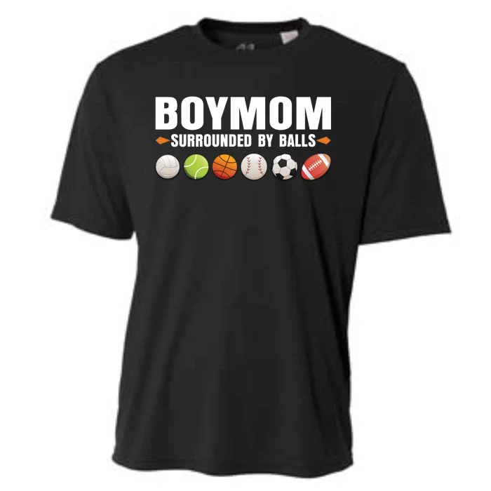 Funny Gift Boy Mom Surrounded By Balls Cooling Performance Crew T-Shirt