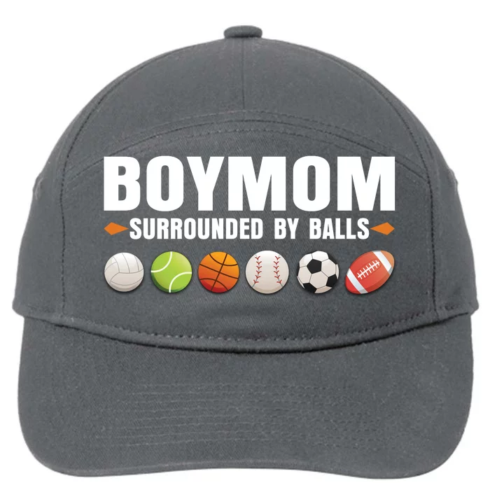 Funny Gift Boy Mom Surrounded By Balls 7-Panel Snapback Hat