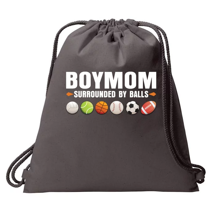 Funny Gift Boy Mom Surrounded By Balls Drawstring Bag