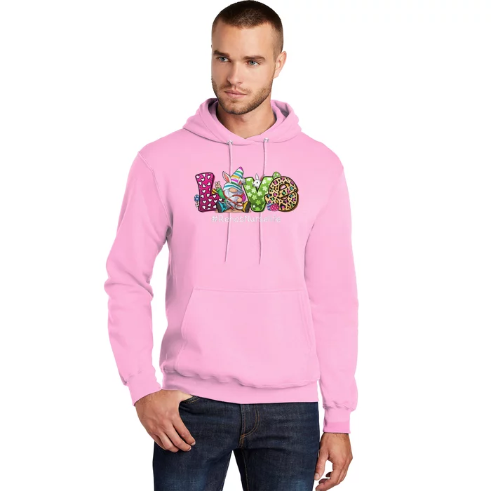 Funny Gnome Bunny Love Rehab Nurse Love Gnomes Easter Day Hoodie