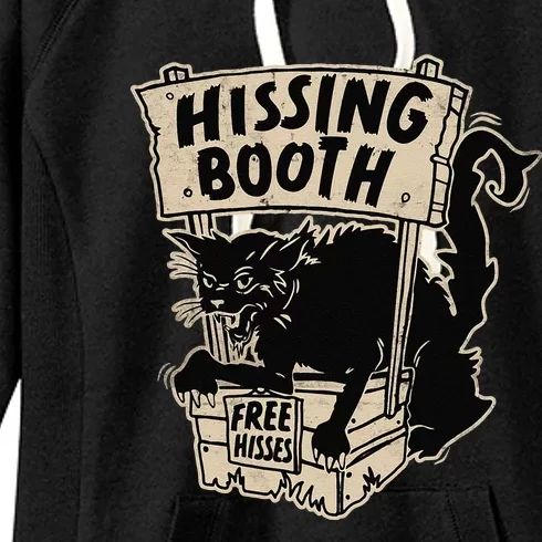 Funny Goth Black Cat Hissing Booth For Cat Moms & Cat Dads Women's Fleece Hoodie