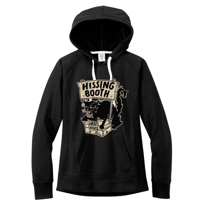 Funny Goth Black Cat Hissing Booth For Cat Moms & Cat Dads Women's Fleece Hoodie