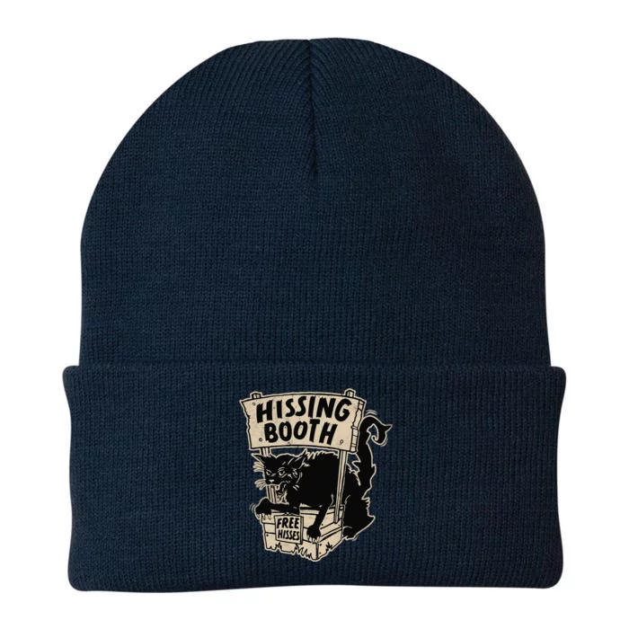 Funny Goth Black Cat Hissing Booth For Cat Moms & Cat Dads Knit Cap Winter Beanie