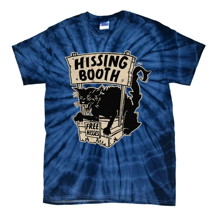 Funny Goth Black Cat Hissing Booth For Cat Moms & Cat Dads Tie-Dye T-Shirt