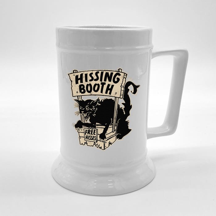 Funny Goth Black Cat Hissing Booth For Cat Moms & Cat Dads Front & Back Beer Stein