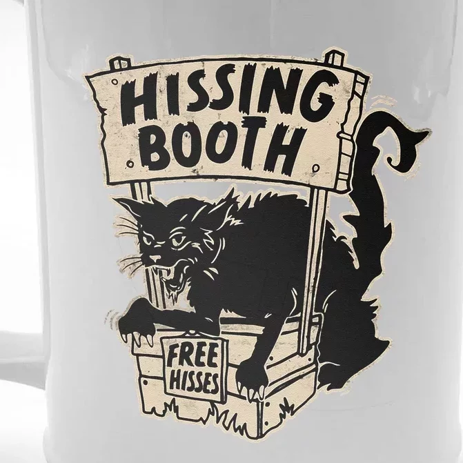 Funny Goth Black Cat Hissing Booth For Cat Moms & Cat Dads Front & Back Beer Stein