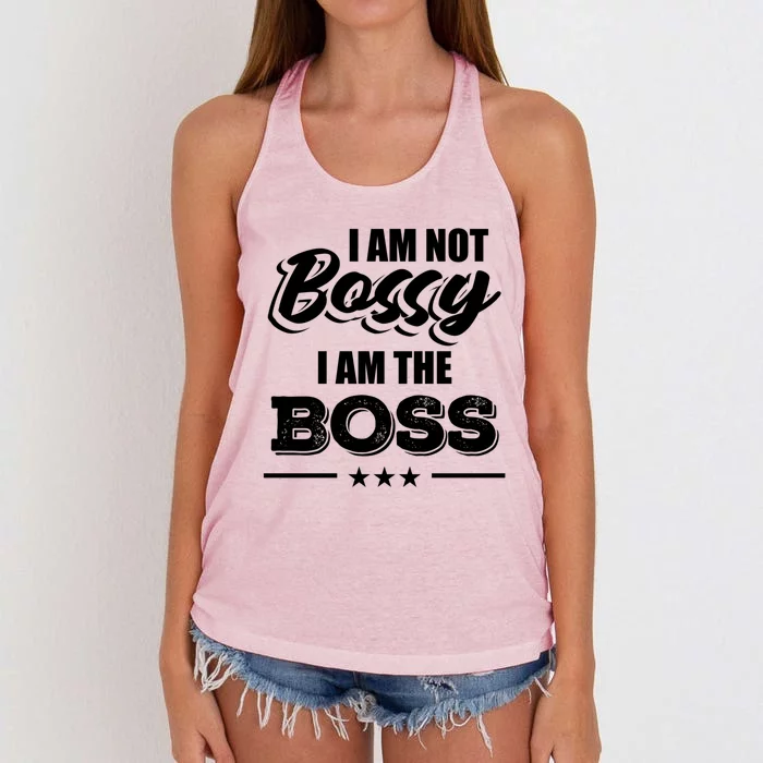 Funny Great Boss I Am Not Bossy I Am The Boss Work Humor Gift Women's Knotted Racerback Tank