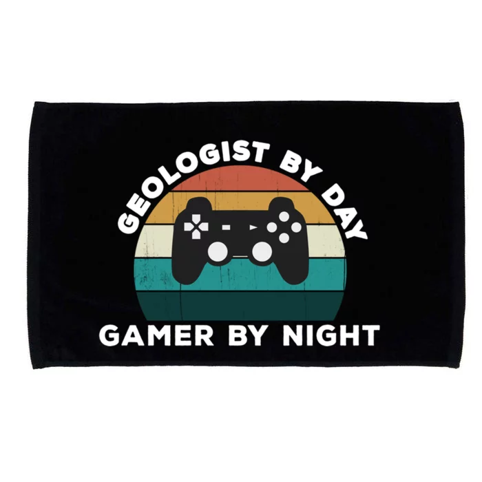 Fun Geologist By Day Gamer By Night Geology Video Game Lover Gift Microfiber Hand Towel