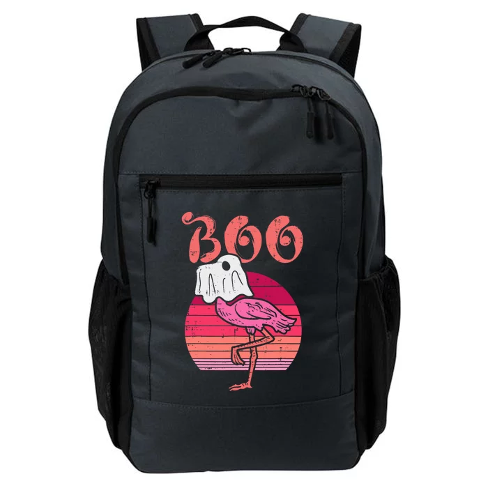 Flamingo Ghost Boo Pink Sunset Retro Halloween Bird Animal Daily Commute Backpack