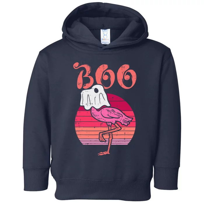 Flamingo Ghost Boo Pink Sunset Retro Halloween Bird Animal Toddler Hoodie