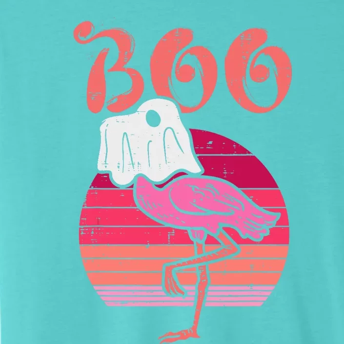 Flamingo Ghost Boo Pink Sunset Retro Halloween Bird Animal ChromaSoft Performance T-Shirt