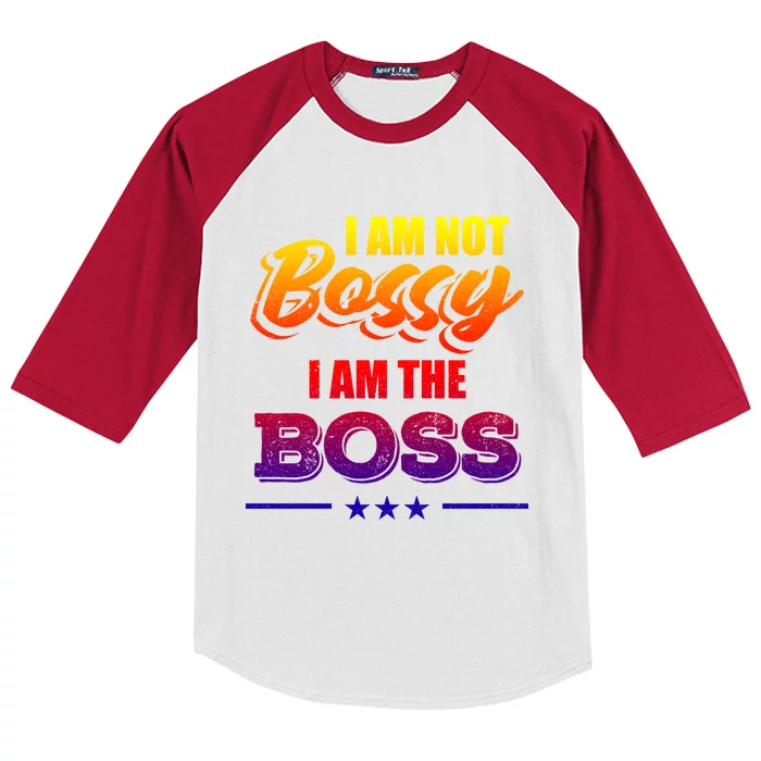 Funny Great Boss I Am Not Bossy I Am The Boss Work Humor Gift Kids Colorblock Raglan Jersey