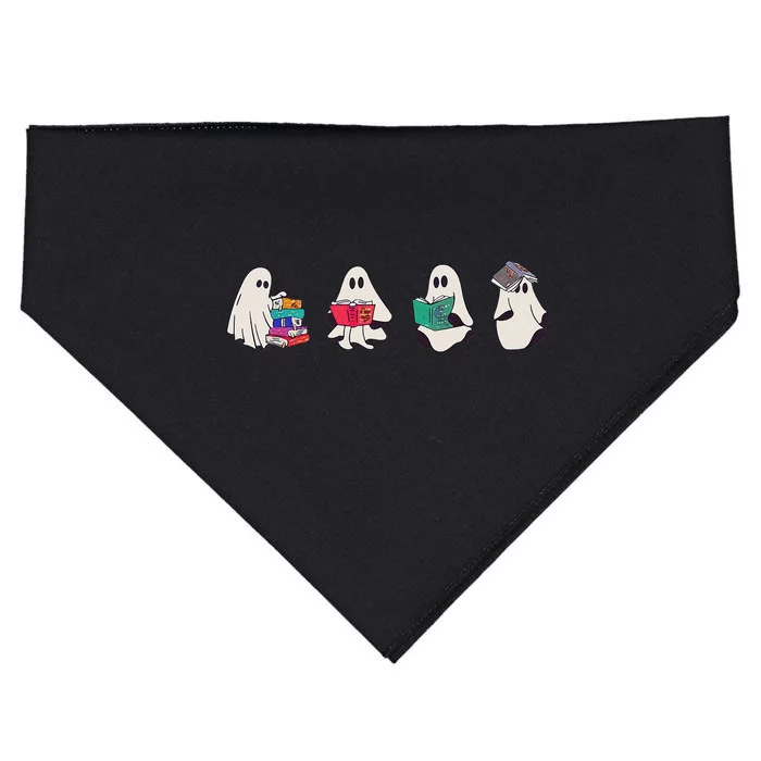 Funny Ghost Book Reading Halloween Books Lover Teacher USA-Made Doggie Bandana