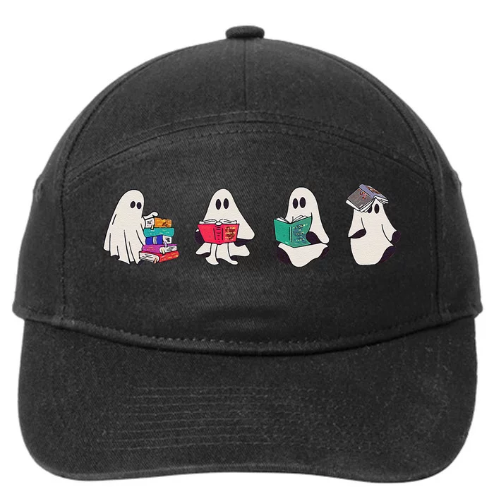 Funny Ghost Book Reading Halloween Books Lover Teacher 7-Panel Snapback Hat