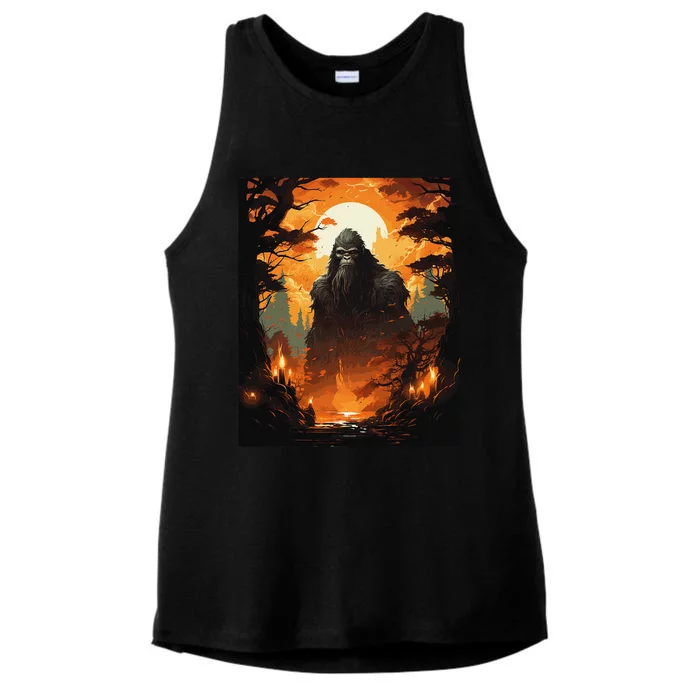 Funny Graphic Bigfoot Sasquatch Ladies Tri-Blend Wicking Tank