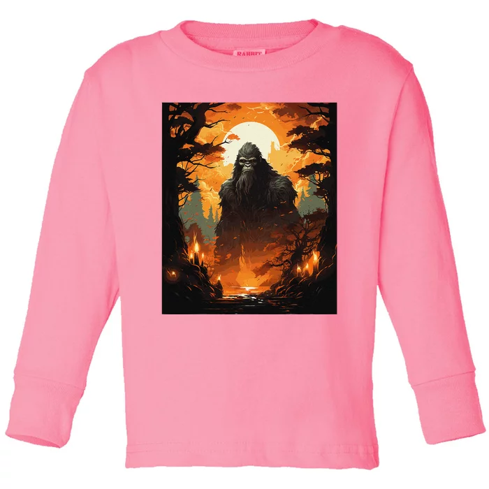 Funny Graphic Bigfoot Sasquatch Toddler Long Sleeve Shirt