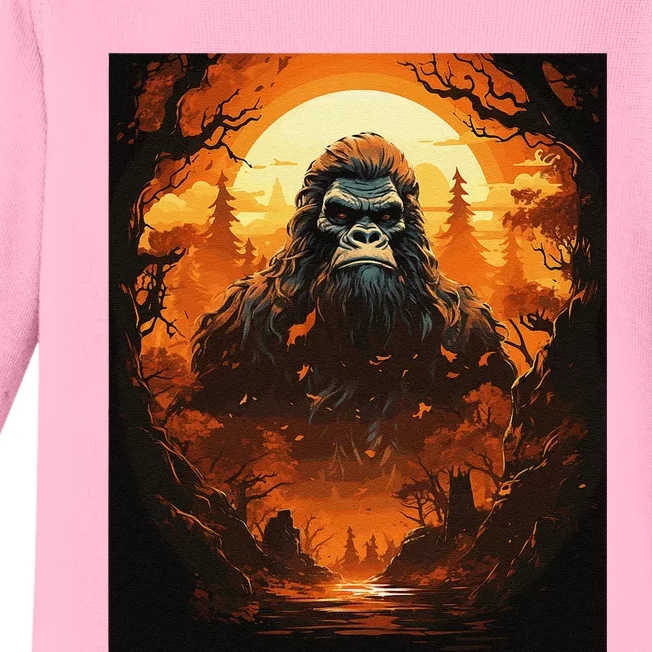 Funny Graphic Bigfoot Sasquatch Baby Long Sleeve Bodysuit