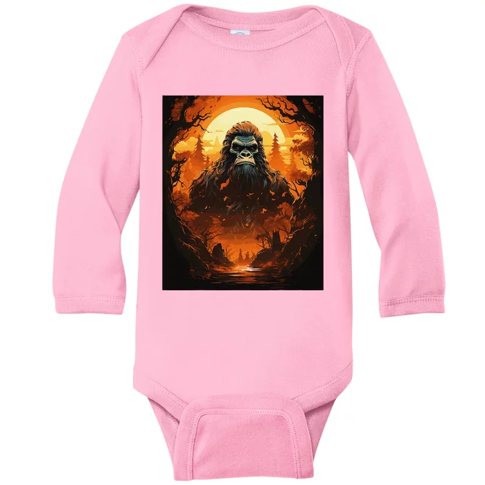 Funny Graphic Bigfoot Sasquatch Baby Long Sleeve Bodysuit