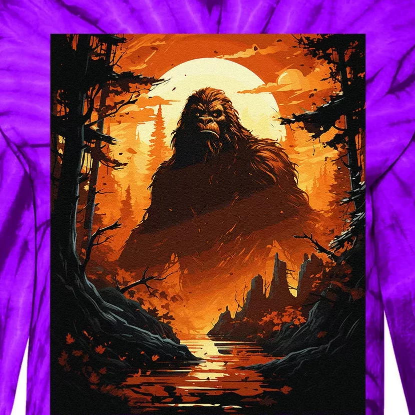 Funny Graphic Bigfoot Sasquatch Tie-Dye Long Sleeve Shirt