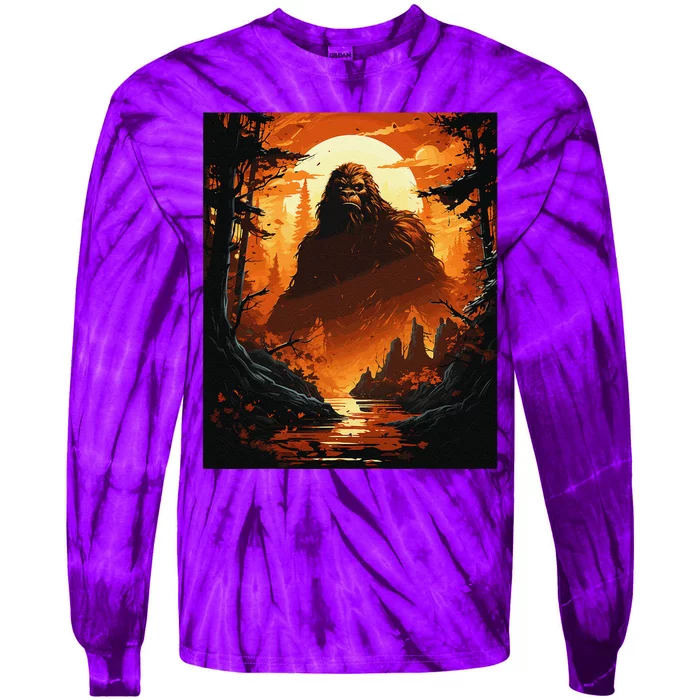 Funny Graphic Bigfoot Sasquatch Tie-Dye Long Sleeve Shirt