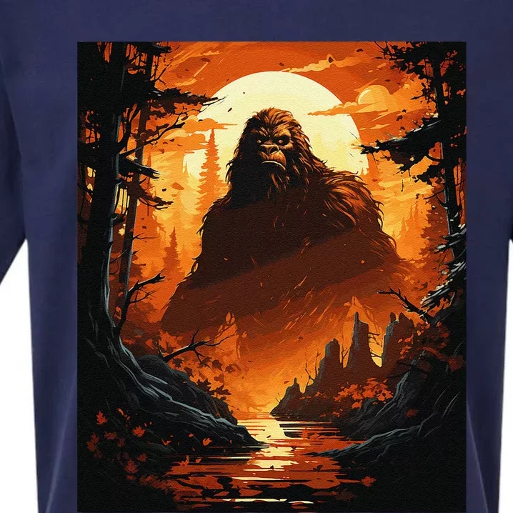 Funny Graphic Bigfoot Sasquatch Sueded Cloud Jersey T-Shirt