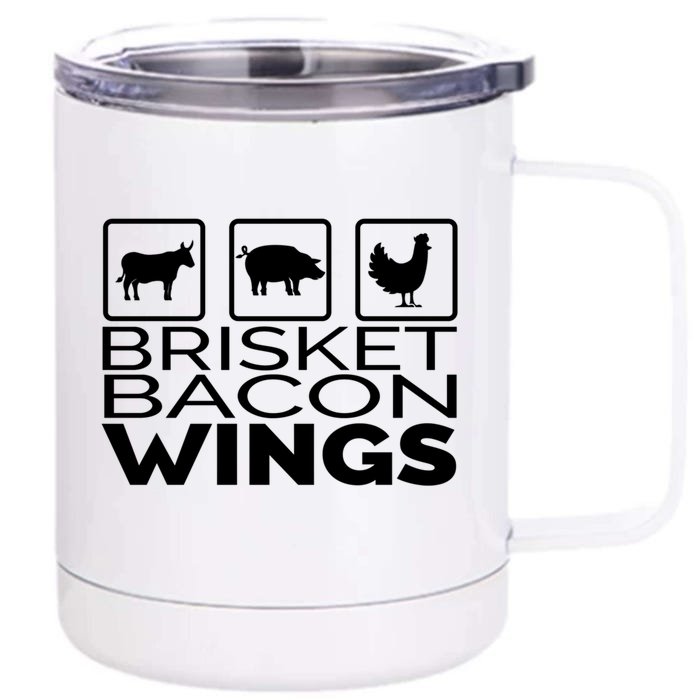 Funny Grill Brisket Bacon Wings Dad Fathers Day Gift Front & Back 12oz Stainless Steel Tumbler Cup