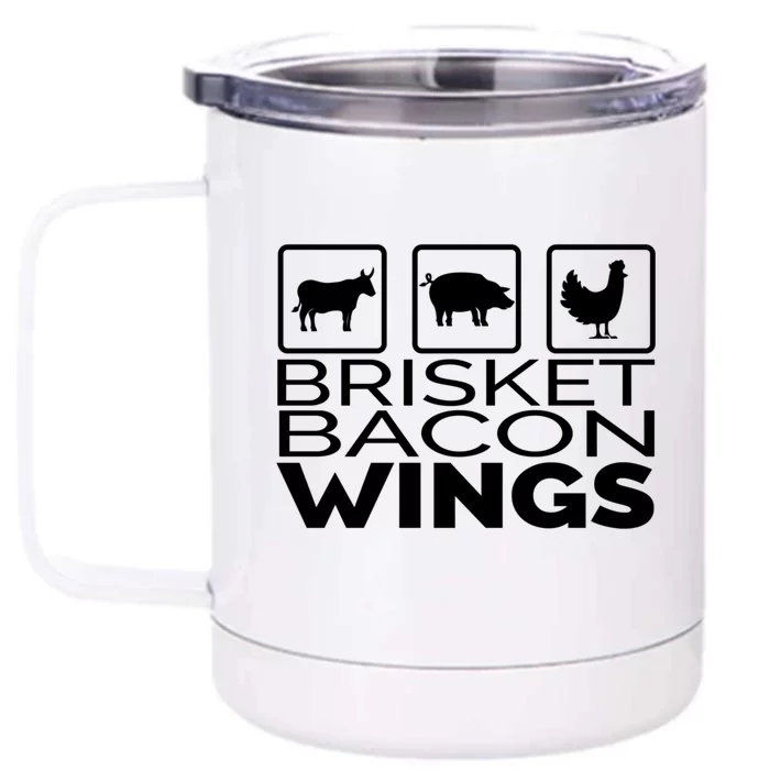 Funny Grill Brisket Bacon Wings Dad Fathers Day Gift Front & Back 12oz Stainless Steel Tumbler Cup