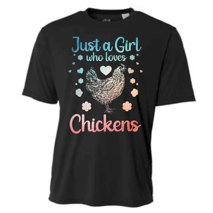 Funny Girl Chicken Design For Mom Chicken Lover Cooling Performance Crew T-Shirt