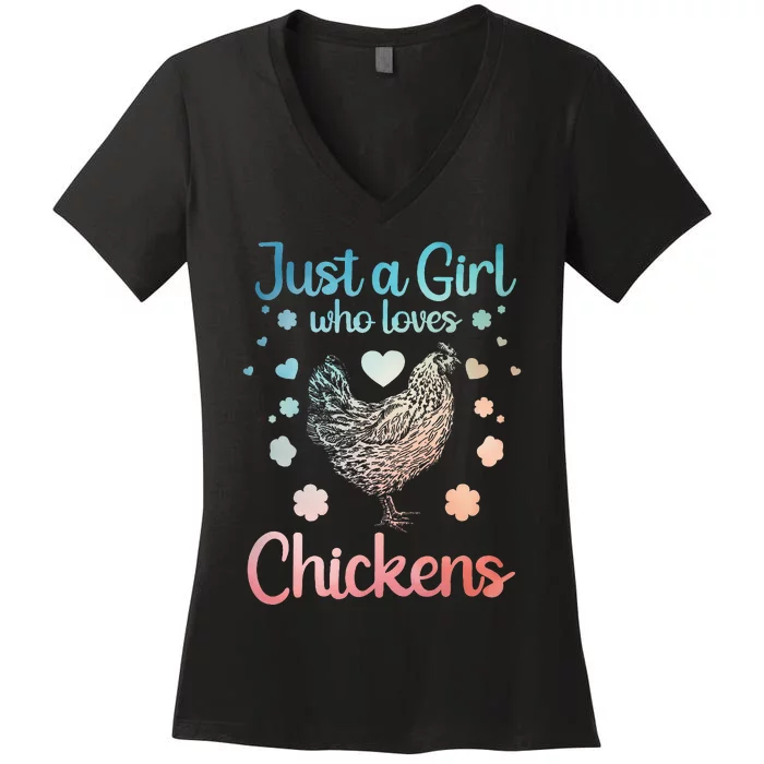 Funny Girl Chicken Design For Mom Chicken Lover Women's V-Neck T-Shirt