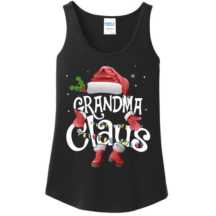 Funny Grandma Claus Christmas Pajamas Santa Hat Costume Ladies Essential Tank