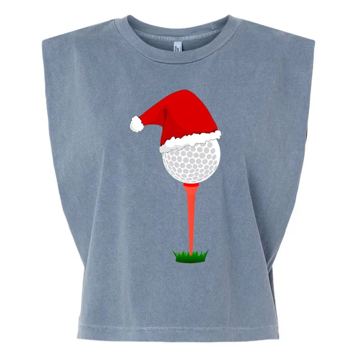 Funny Golfing Christmas Tee Holiday Golf Ball Garment-Dyed Women's Muscle Tee