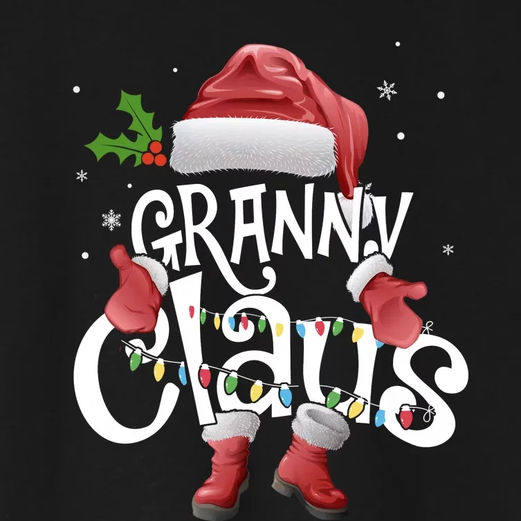 Funny Granny Claus Christmas Pajamas Santa Hat Costume Women's Crop Top Tee