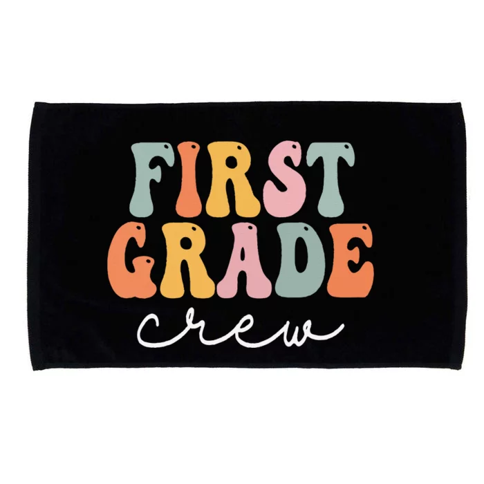 First Grade Crew Retro Groovy Vintage First Day Of School Microfiber Hand Towel