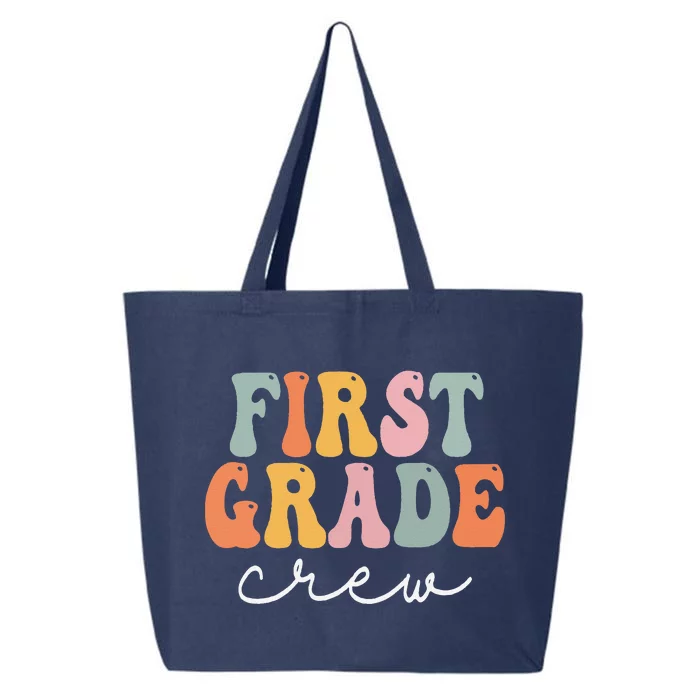 First Grade Crew Retro Groovy Vintage First Day Of School 25L Jumbo Tote