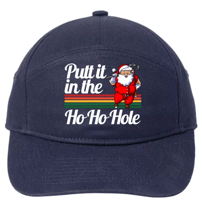 Funny Golfing Christmas Tee Holiday Golf Ball Santa Claus Meaningful Gift 7-Panel Snapback Hat