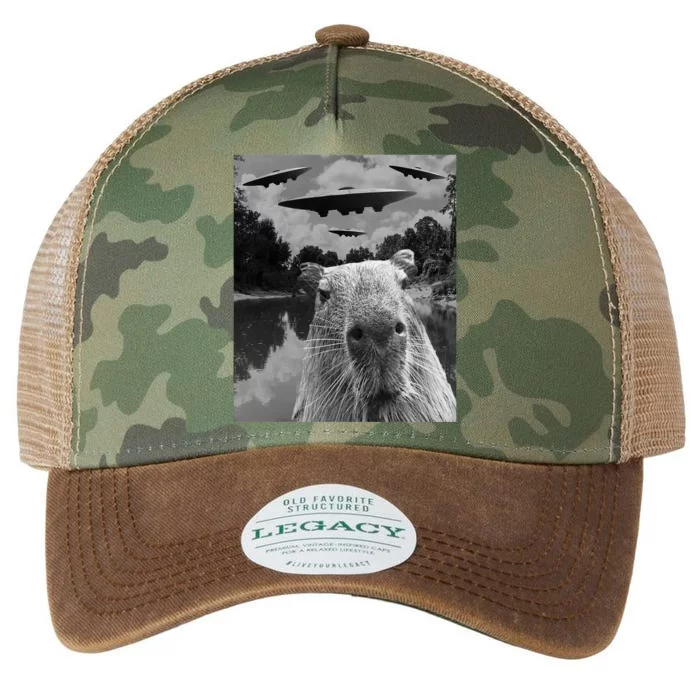 Funny Graphic Capybara Selfie With Ufos Weird Legacy Tie Dye Trucker Hat