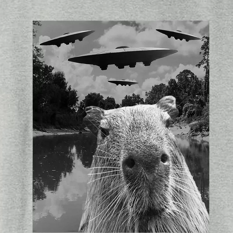 Funny Graphic Capybara Selfie With Ufos Weird Women's Crop Top Tee