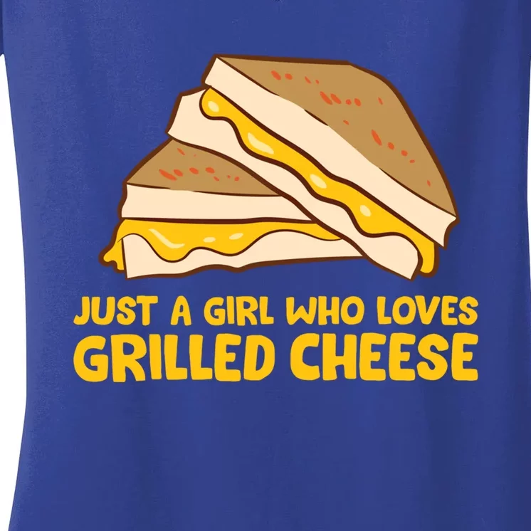 Funny Grilled Cheese Just A Who Loves Grilled Cheese Gift Women's V-Neck T-Shirt